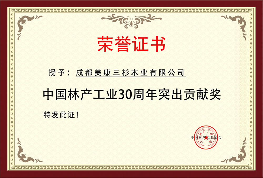 2019中国林产工业30周年突出贡献奖